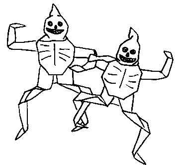 Esqueleto bailando de papiroflexia