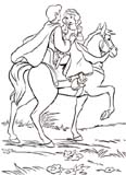 El principe y la cenicienta montados a caballo